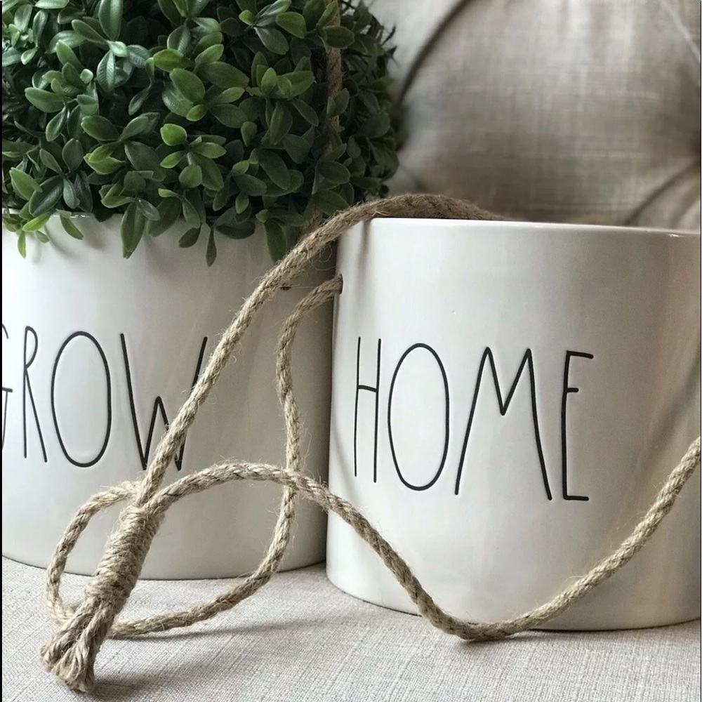 Rae Dunn Farmhouse rustic “HOME” hanging planter pot